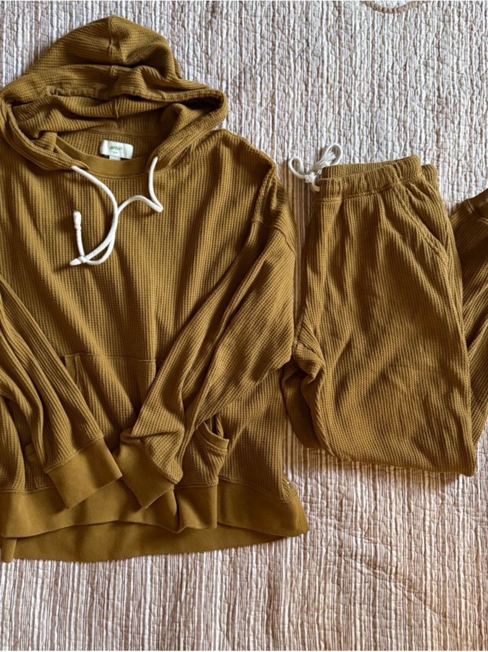 aerie Waffle Knit Hoodie & Joggers - Mustard